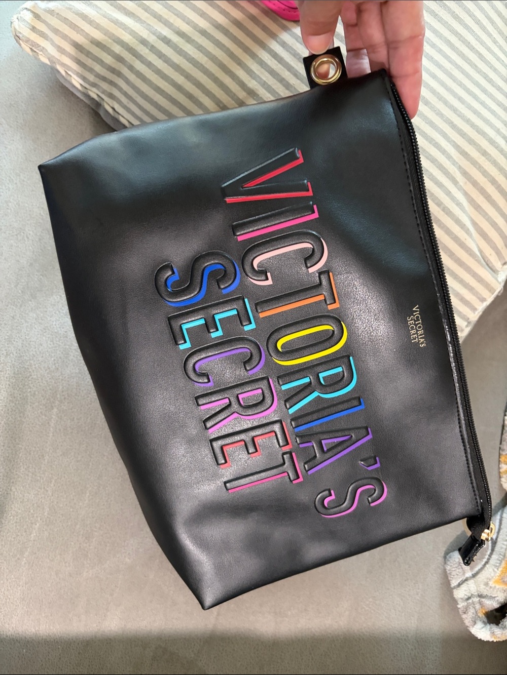 Victoria's Secret Black Cosmetic Pouch with Rainbow Lettering - Picture 10 of 10